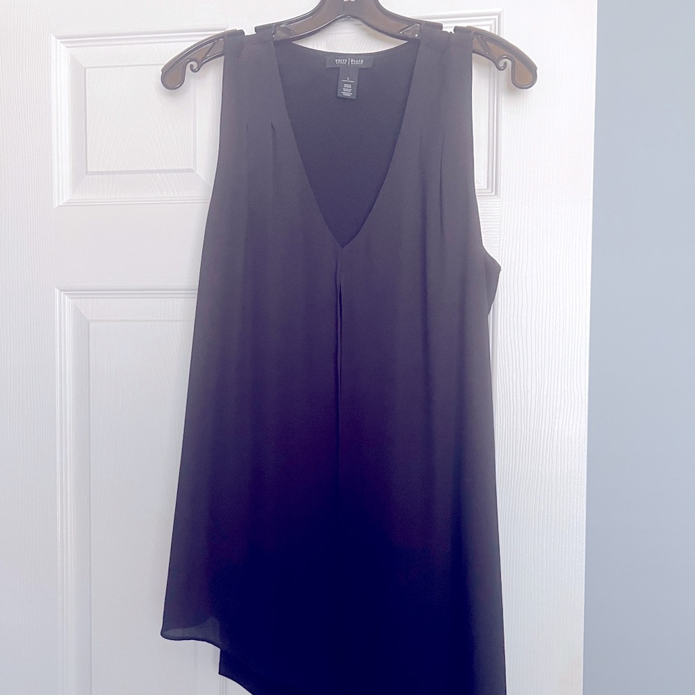 WHBM Black Vneck longer tunic. Size Large